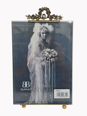 Burnes of Boston 5x7 Gold Ornate Glass Picture Photo Frame With Original Box NIB